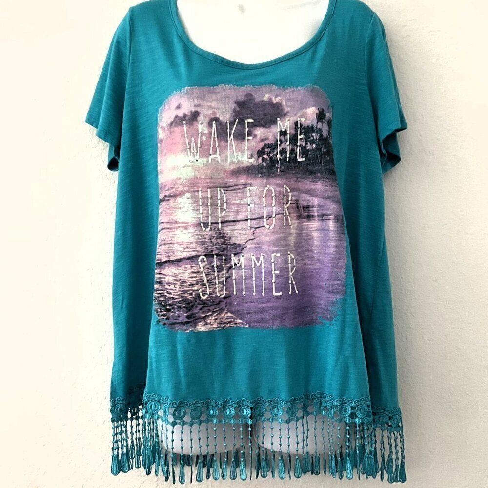 Tassel Lace Wake Me Up For Summer Top Plus 1X